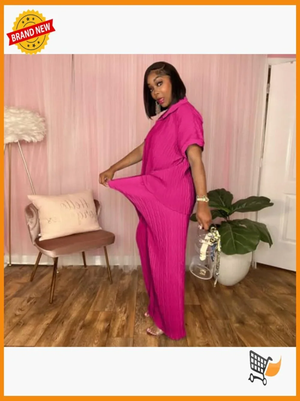 Button Down Shirt and Wide Leg Pants Matching Set Tracksuits Two Piece Outfit